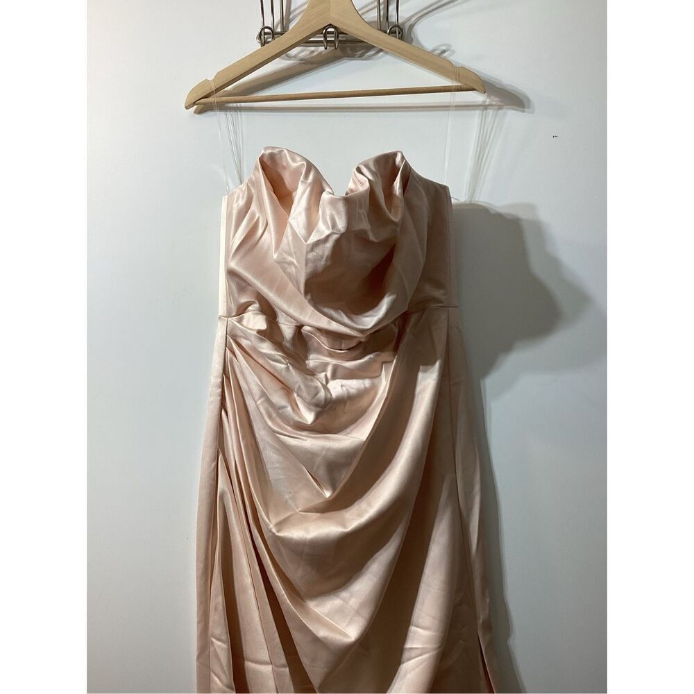 House Of‎ CB Adrienne Blush strapless satin Gown Size L - Picture 7 of 17